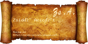 Zsidó Acicét névjegykártya